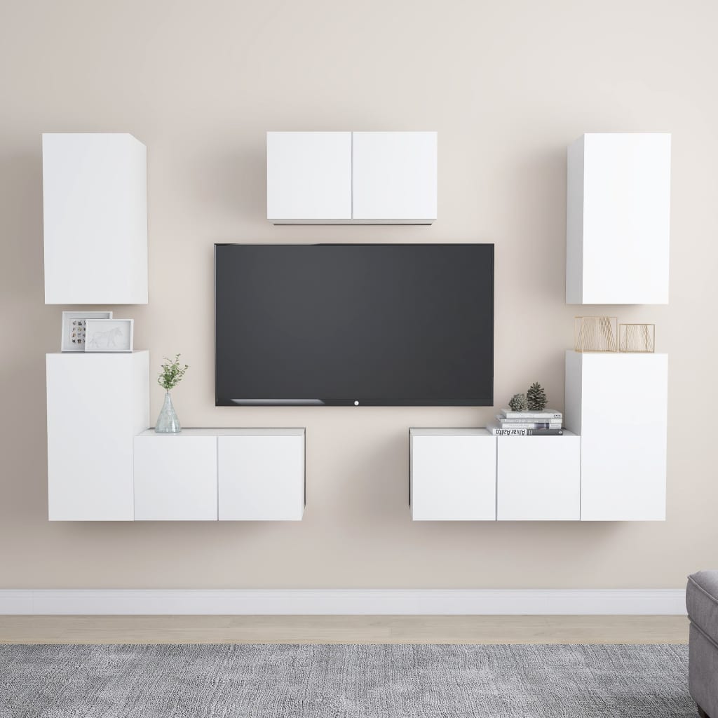 Ensemble de meubles TV 7 pcs Blanc Bois d'ingénierie - XIOS