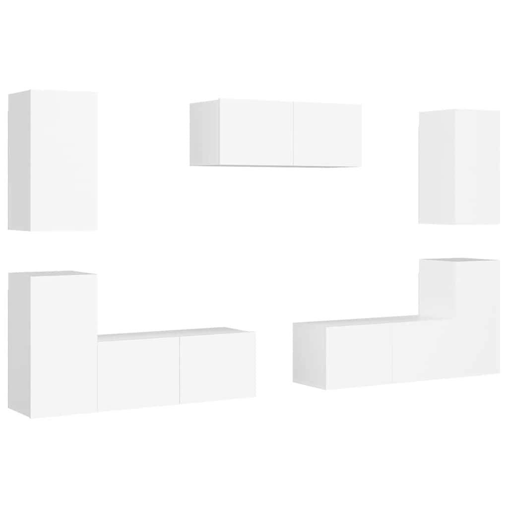 Ensemble de meubles TV 7 pcs Blanc Bois d'ingénierie - XIOS
