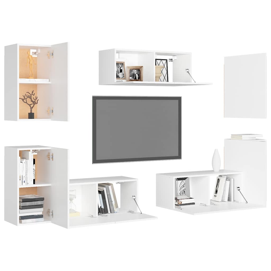 Ensemble de meubles TV 7 pcs Blanc Bois d'ingénierie - XIOS