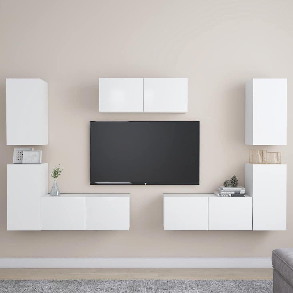 Ensemble de meubles TV 7 pcs Blanc Bois d'ingénierie - XIOS