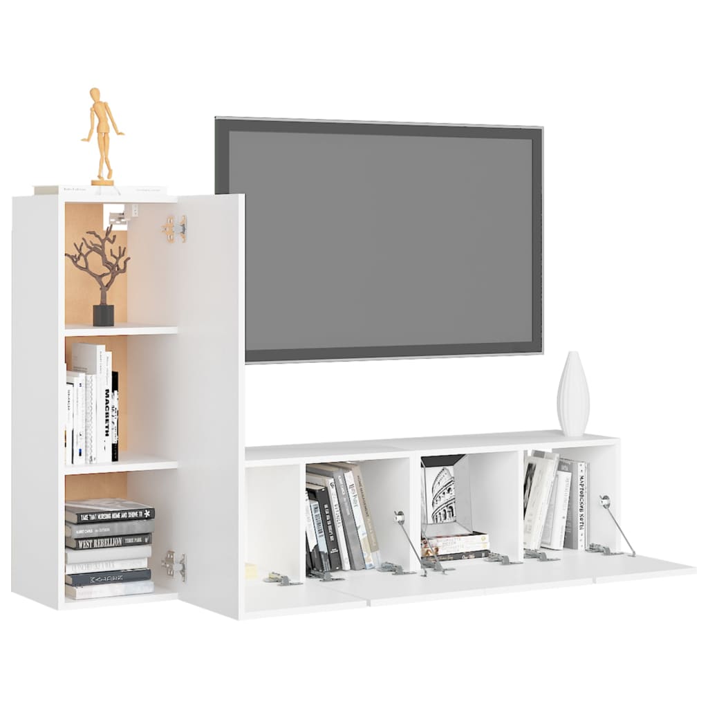 Ensemble de meubles TV 3 pcs Blanc Bois d'ingénierie - XIOS