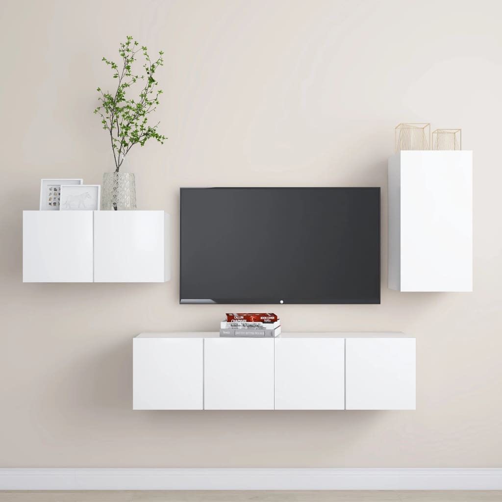 Ensemble de meubles TV 4 pcs Blanc Bois d'ingénierie - XIOS