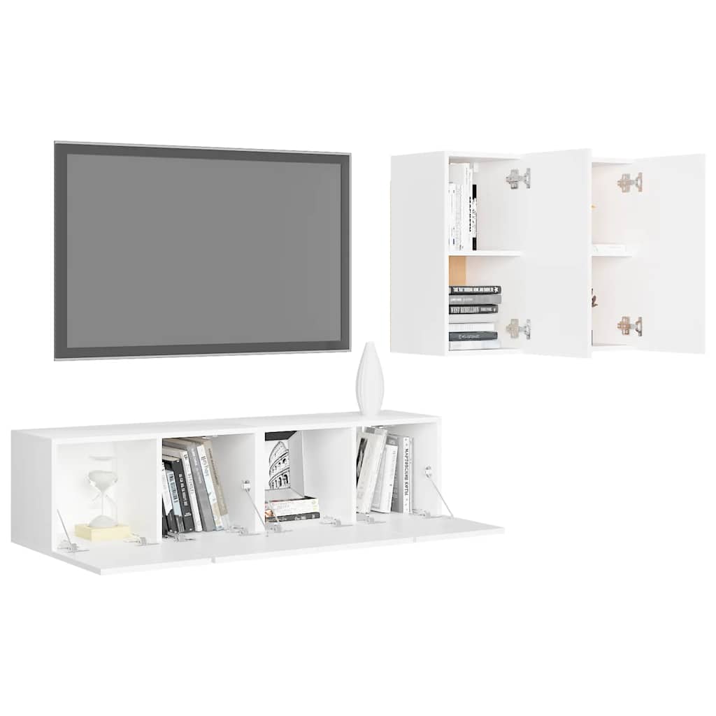 Ensemble de meubles TV 4 pcs Blanc Bois d'ingénierie - XIOS