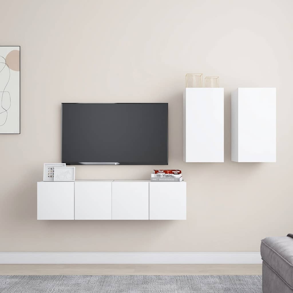 Ensemble de meubles TV 4 pcs Blanc Bois d'ingénierie - XIOS