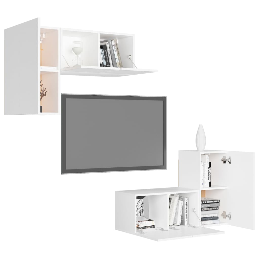 Ensemble de meubles TV 4 pcs Blanc Bois d'ingénierie - XIOS