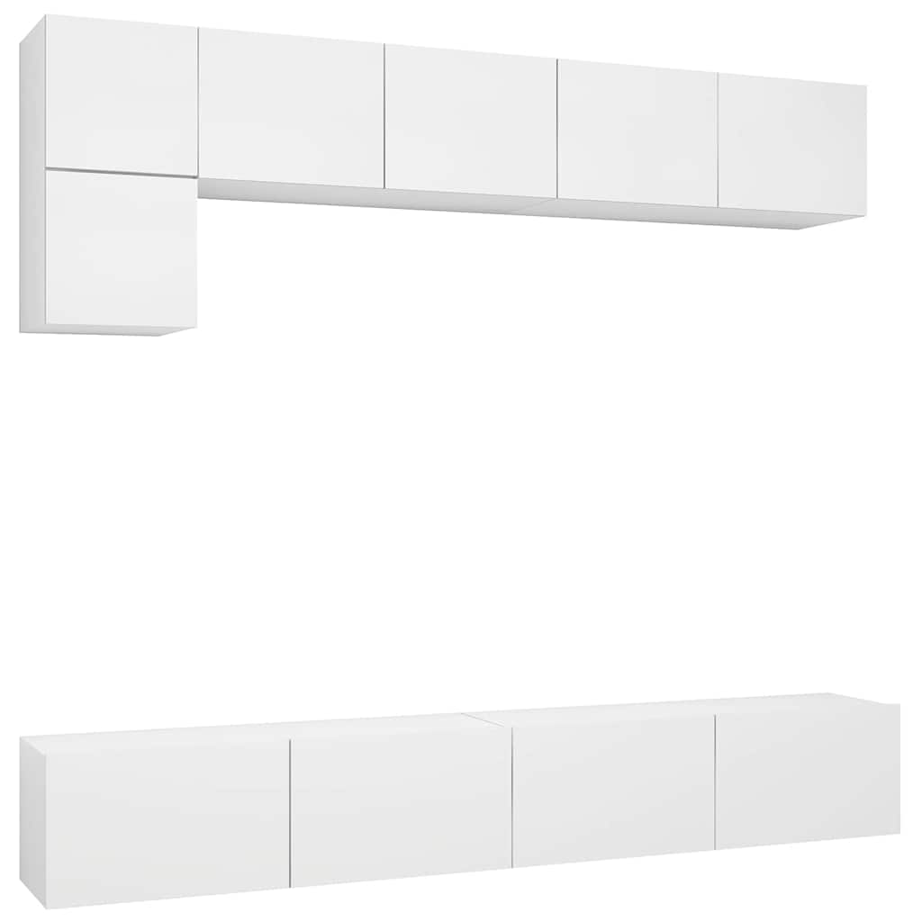 Ensemble de meubles TV 5 pcs Blanc Bois d'ingénierie