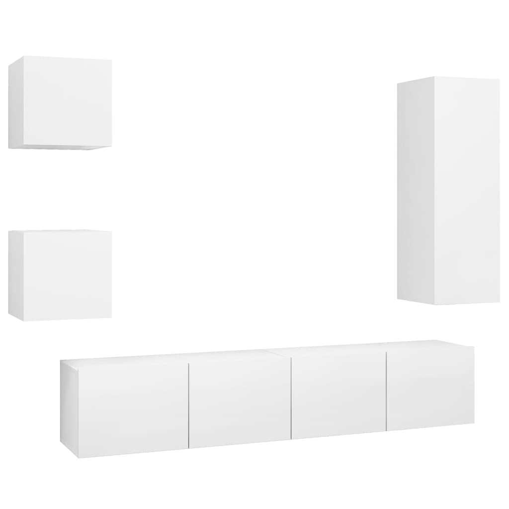 Ensemble de meubles TV 5 pcs Blanc Bois d'ingénierie - XIOS
