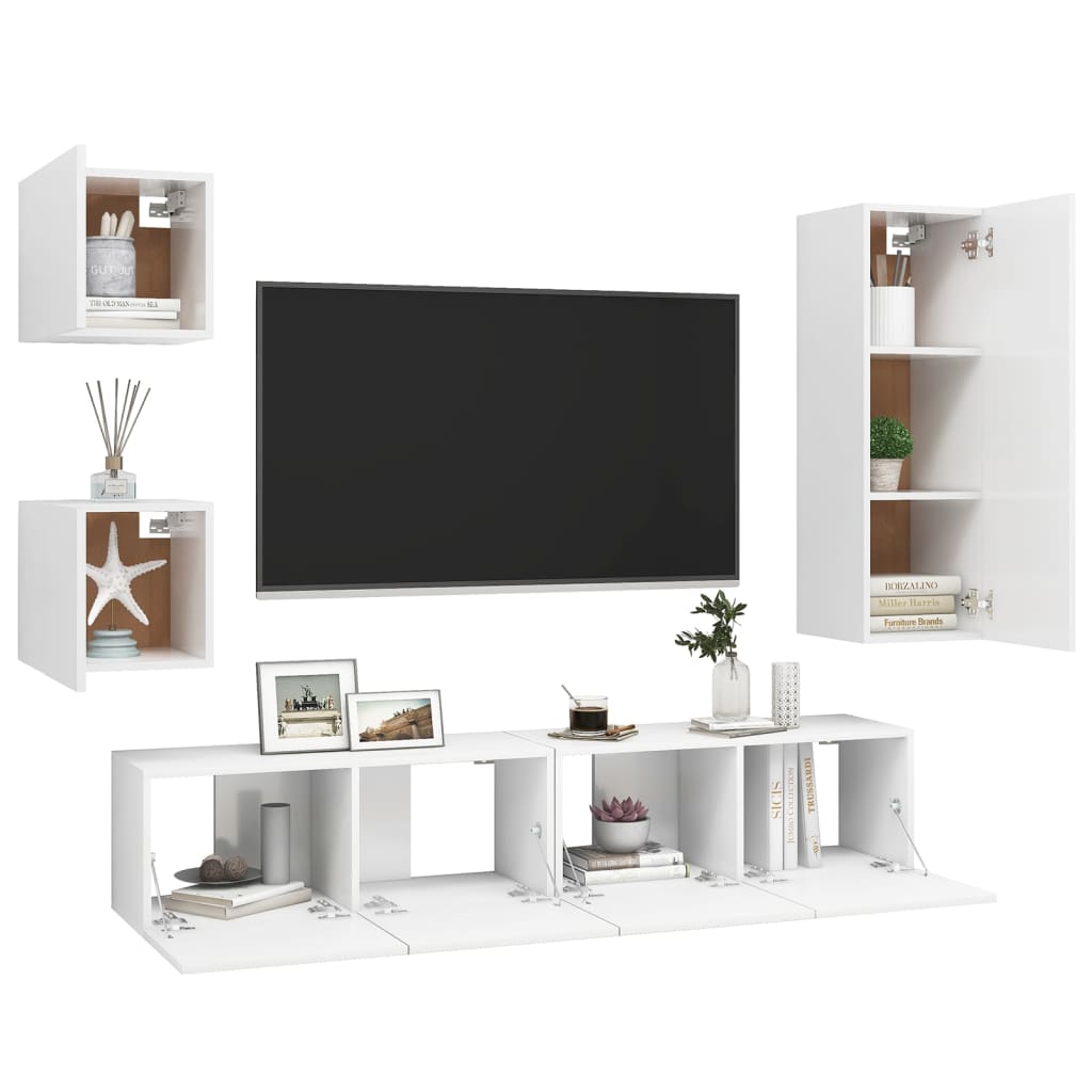 Ensemble de meubles TV 5 pcs Blanc Bois d'ingénierie - XIOS
