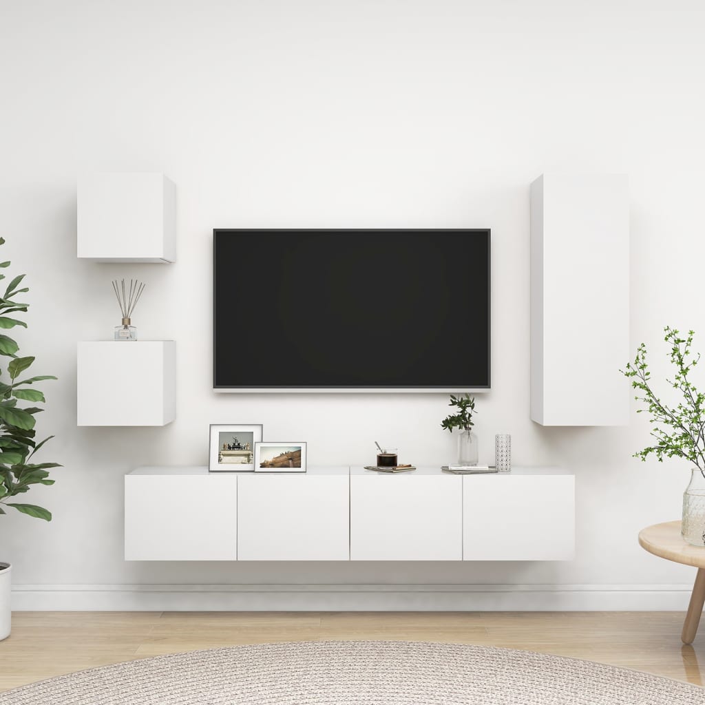 Ensemble de meubles TV 5 pcs Blanc Bois d'ingénierie - XIOS