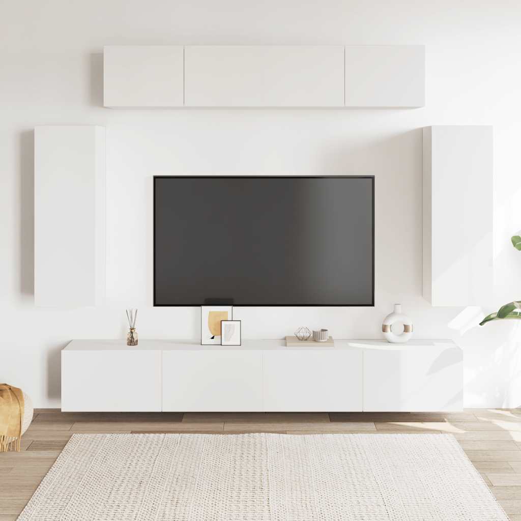 Ensemble de meuble TV 6 pcs Blanc Bois d'ingénierie - XIOS