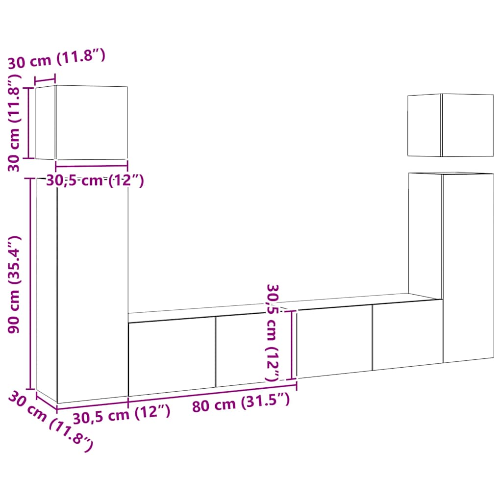 Ensemble de meubles TV 8 pcs Blanc Bois d'ingénierie - XIOS