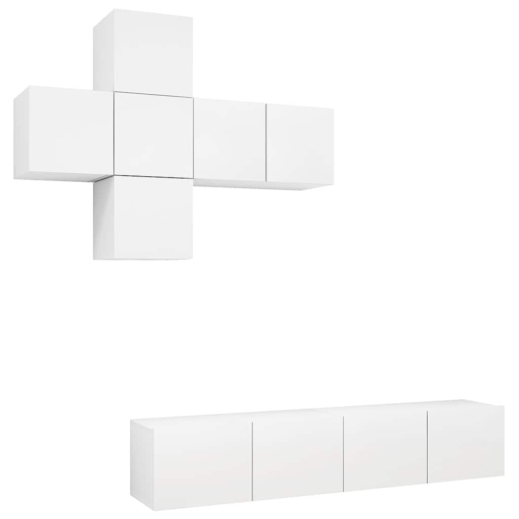 Ensemble de meuble TV 7 pcs Blanc Bois d'ingénierie