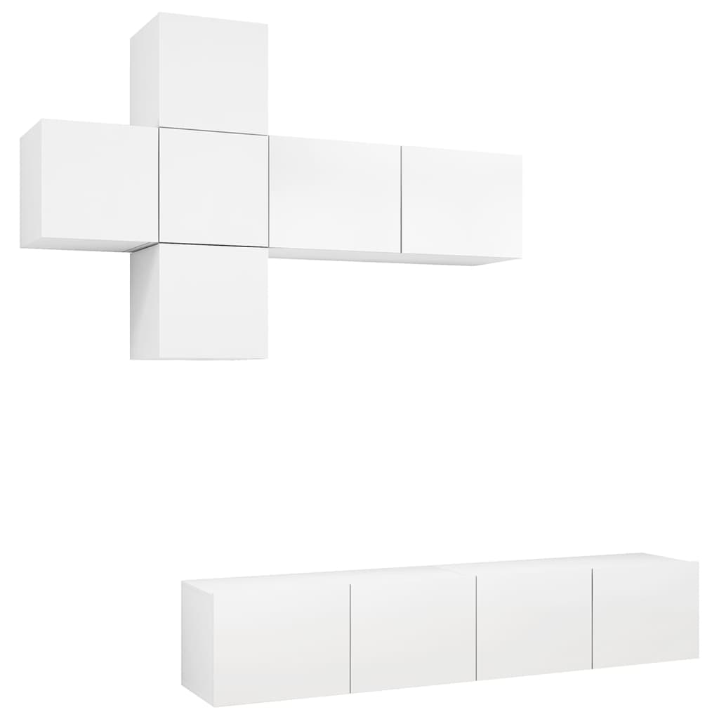 Ensemble de meuble TV 7 pcs Blanc Bois d'ingénierie - XIOS