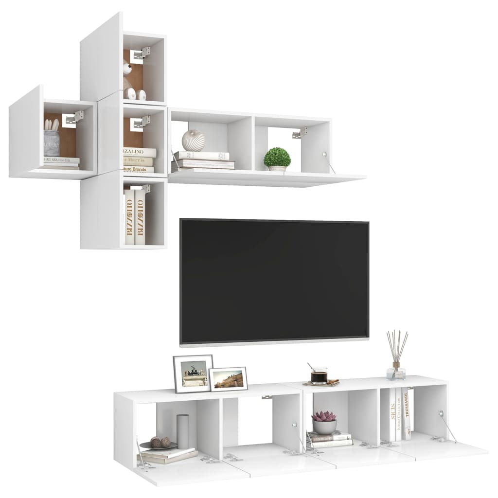Ensemble de meuble TV 7 pcs Blanc Bois d'ingénierie - XIOS