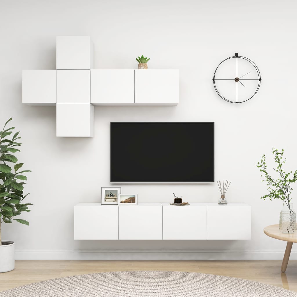 Ensemble de meuble TV 7 pcs Blanc Bois d'ingénierie - XIOS