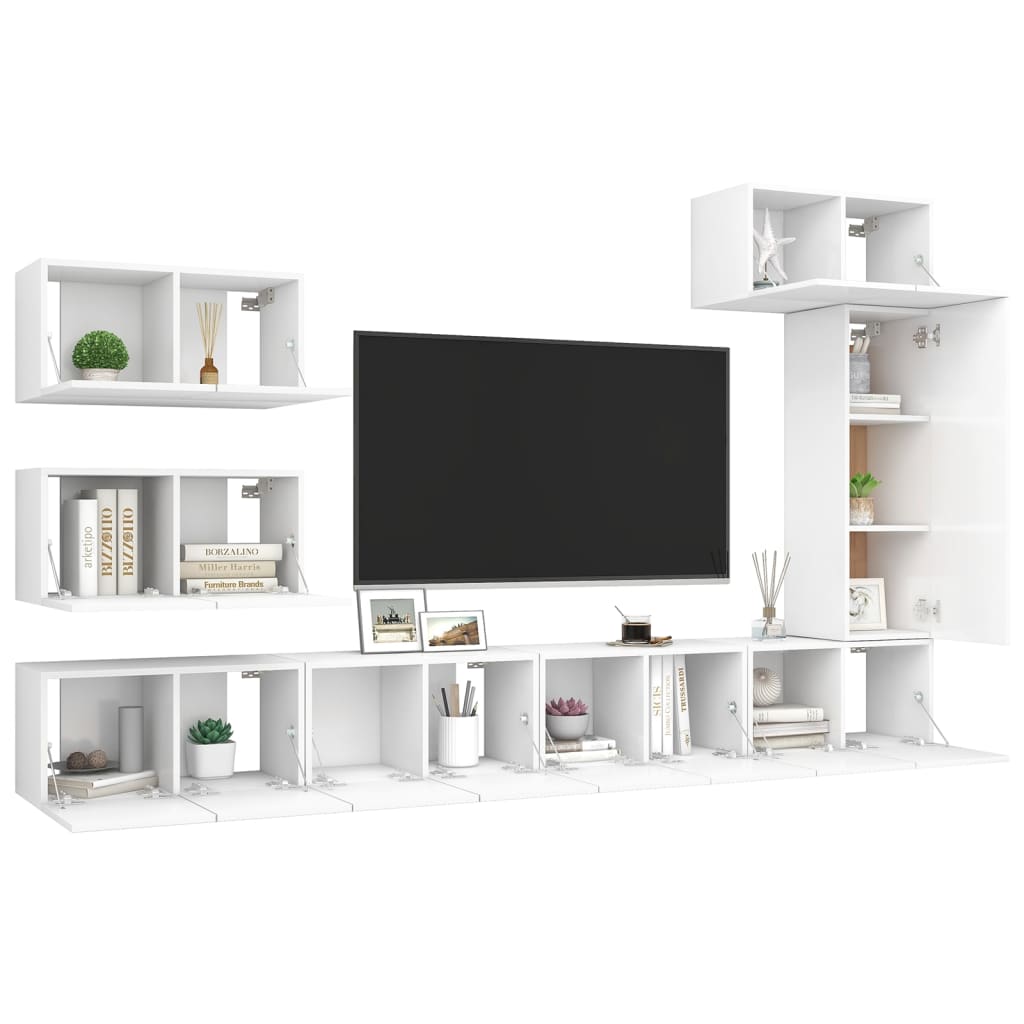 Ensemble de meubles TV 8 pcs Blanc Bois d'ingénierie - XIOS