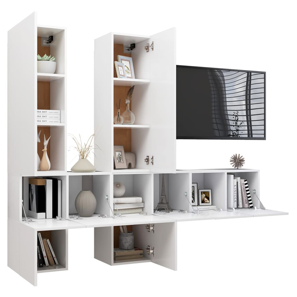 Ensemble de meubles TV 7 pcs Blanc Bois d'ingénierie - XIOS