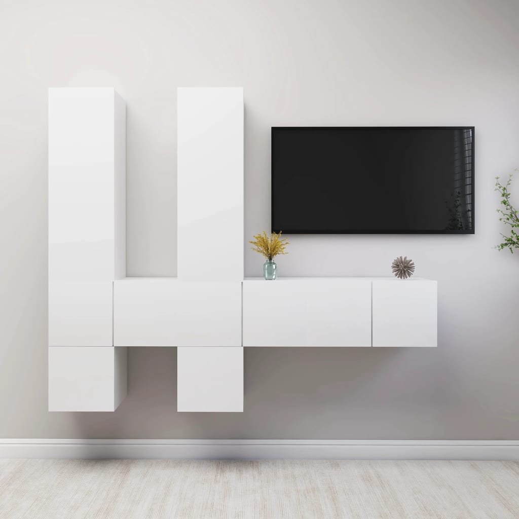 Ensemble de meubles TV 7 pcs Blanc Bois d'ingénierie - XIOS