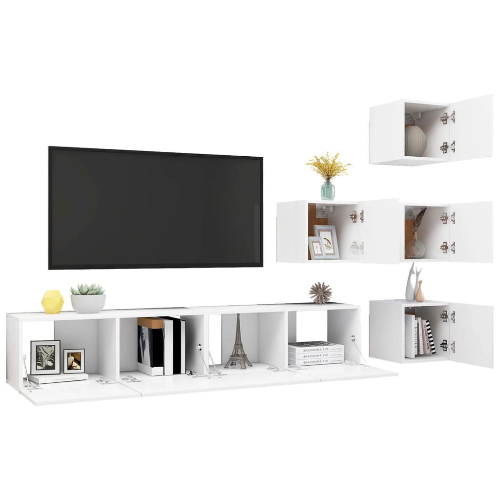 Ensemble de meuble TV 6 pcs Blanc Bois d'ingénierie - XIOS