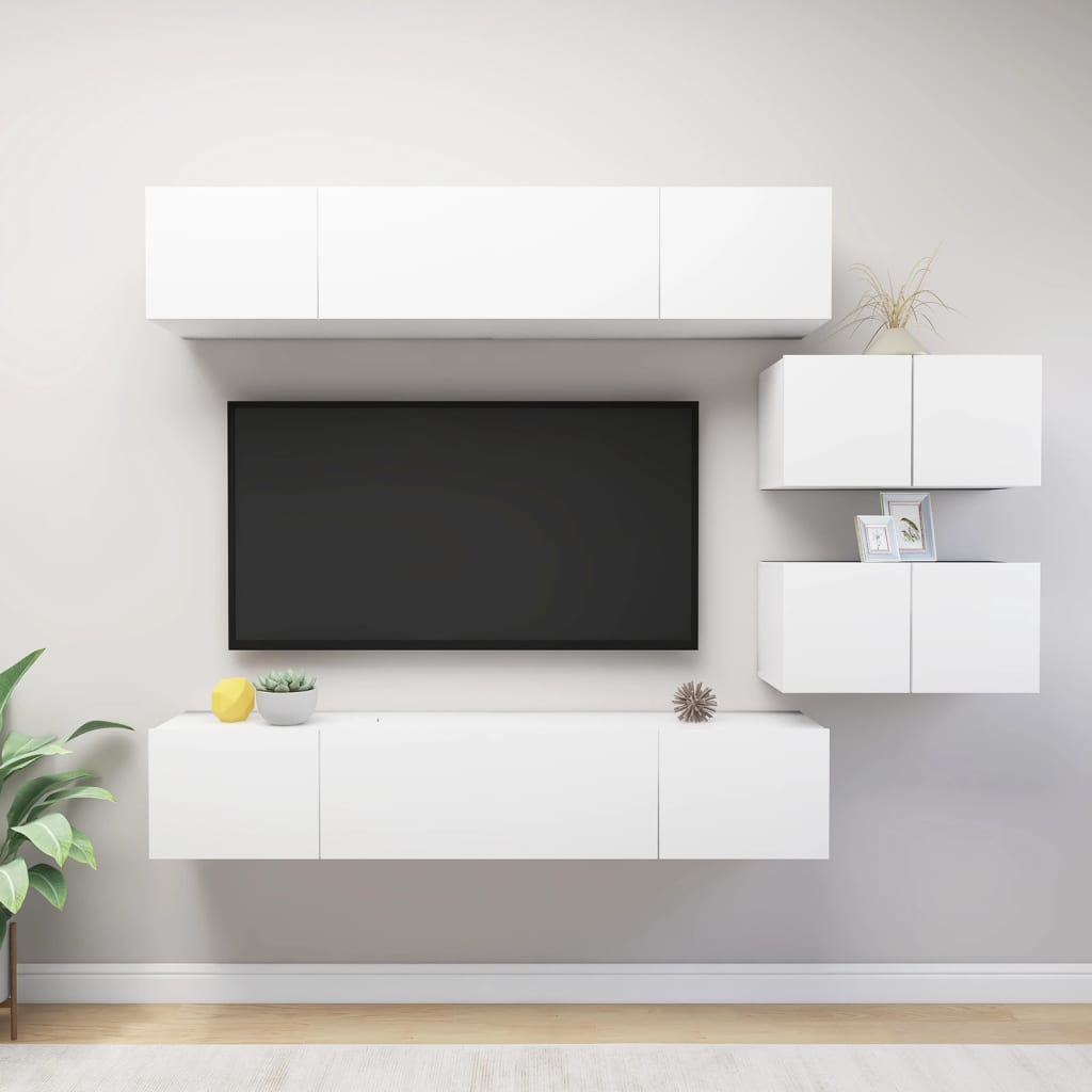 Ensemble de meubles TV 6 pcs Blanc Bois d'ingénierie - XIOS