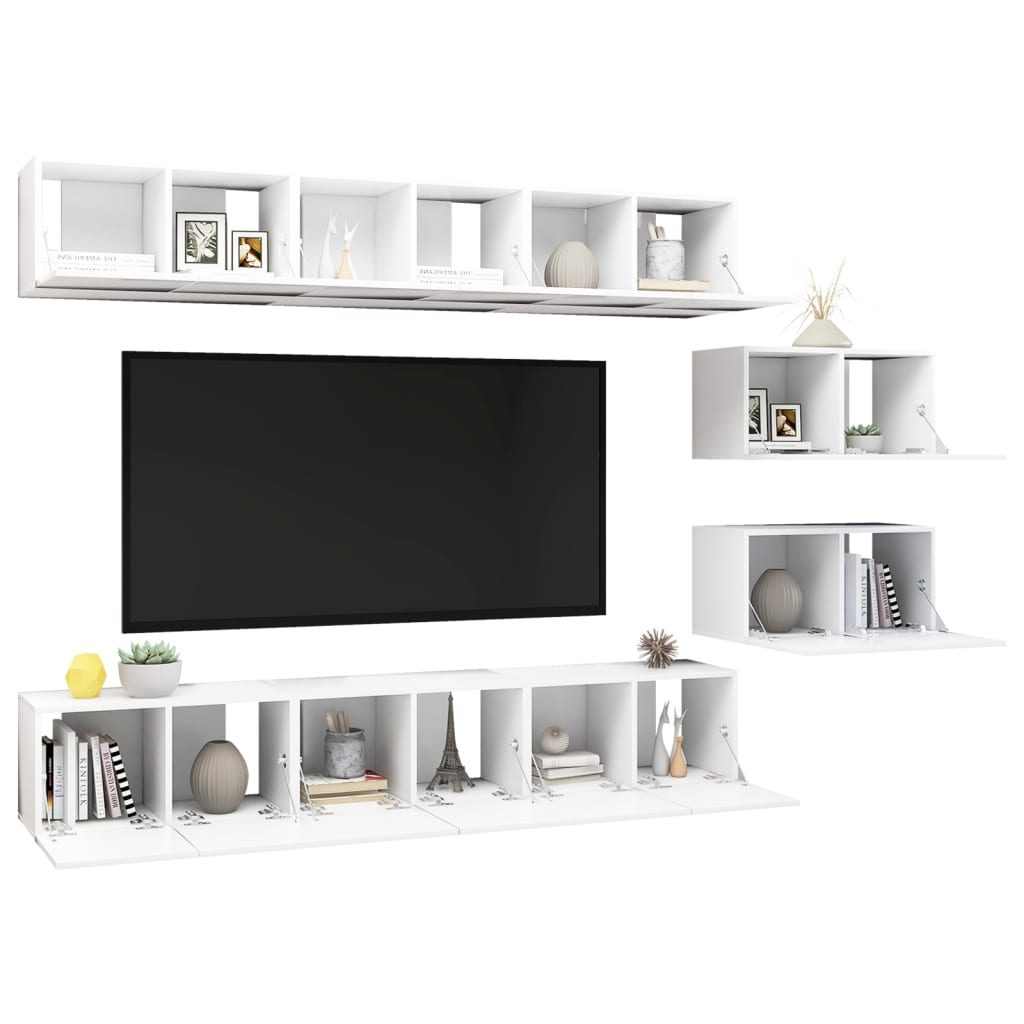 Meubles TV 8 pcs Blanc Bois d'ingénierie - XIOS