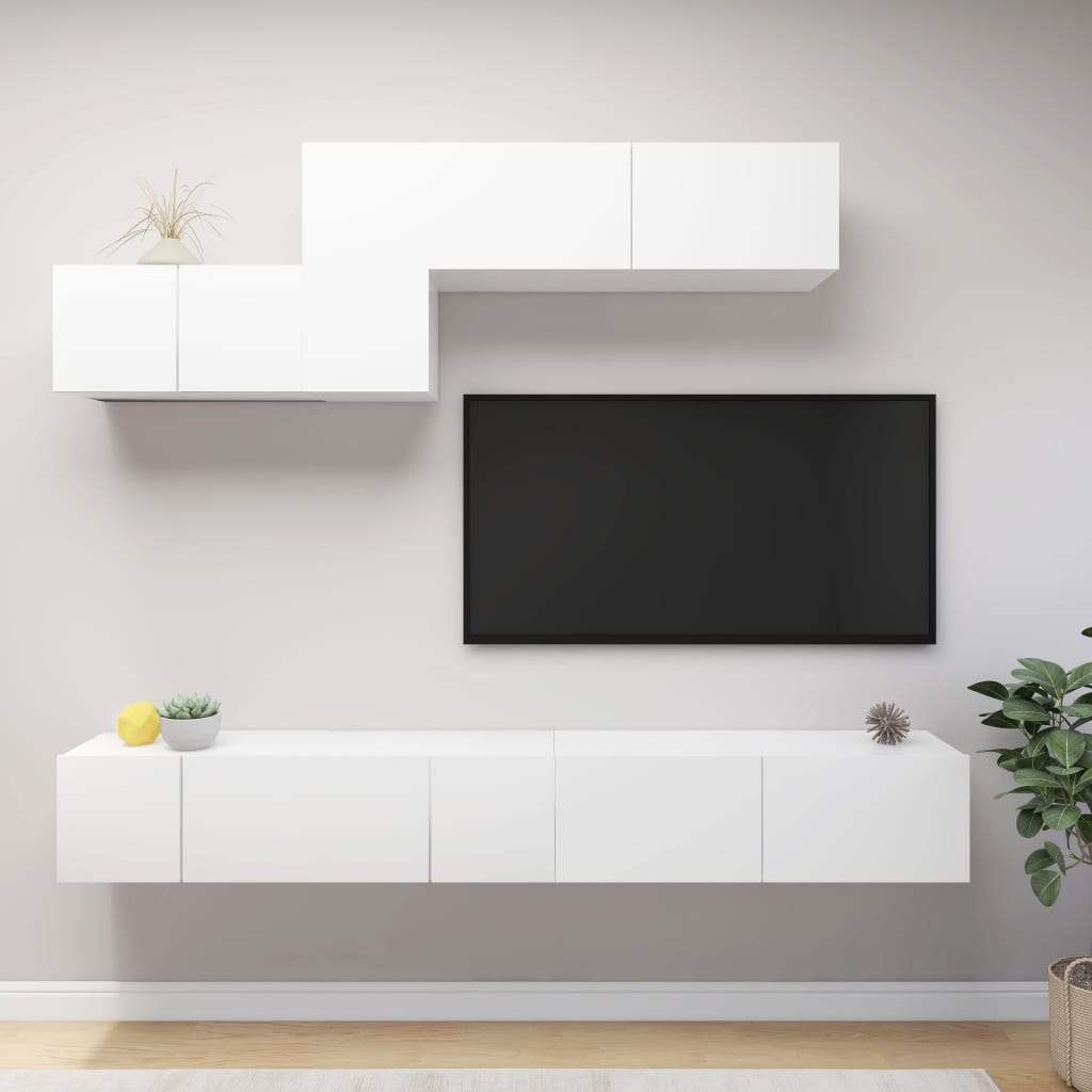 Ensemble de meuble TV 6 pcs Blanc Bois d'ingénierie - XIOS