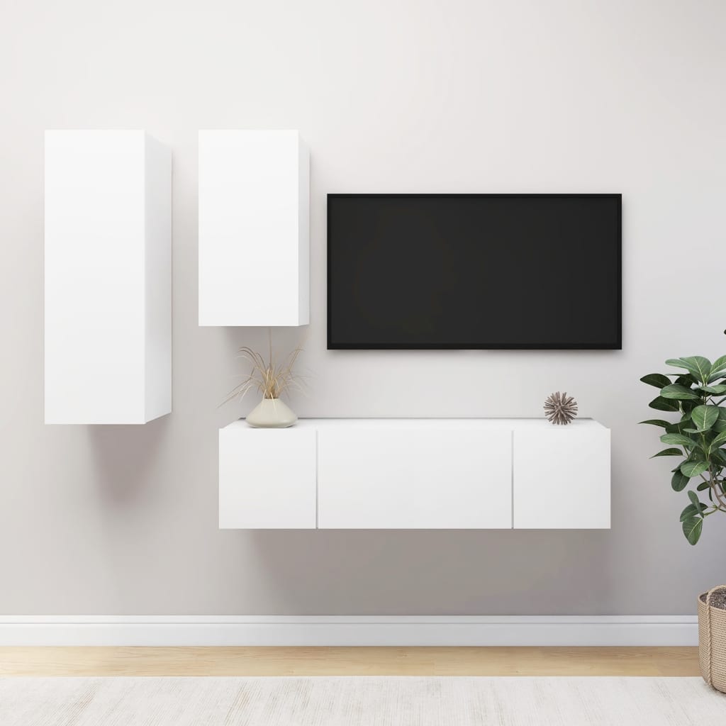 Ensemble de meubles TV 4 pcs Blanc Bois d'ingénierie - XIOS