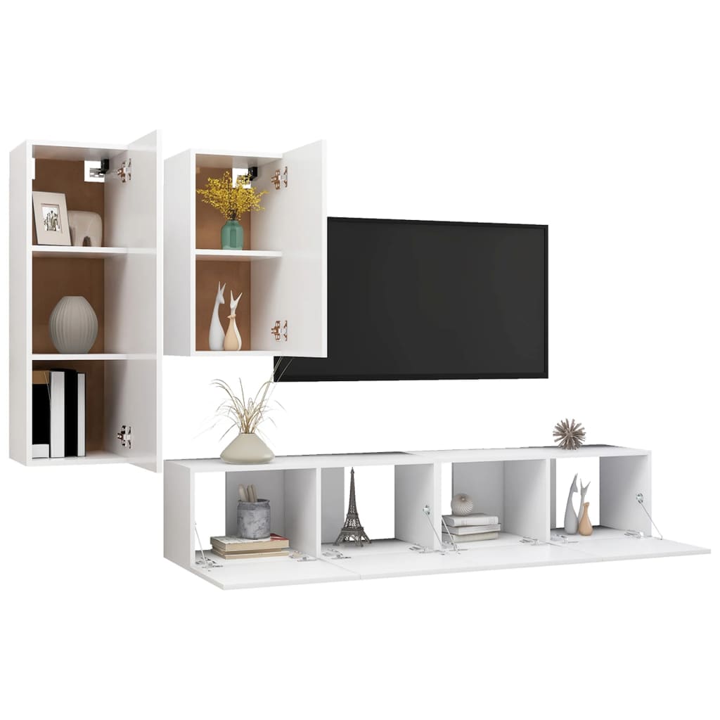 Ensemble de meubles TV 4 pcs Blanc Bois d'ingénierie - XIOS