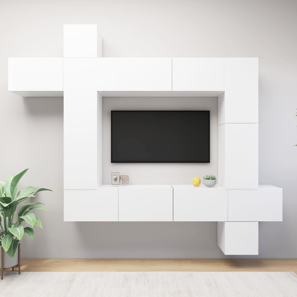 Ensemble de meuble TV 9 pcs Blanc Bois d'ingénierie - XIOS