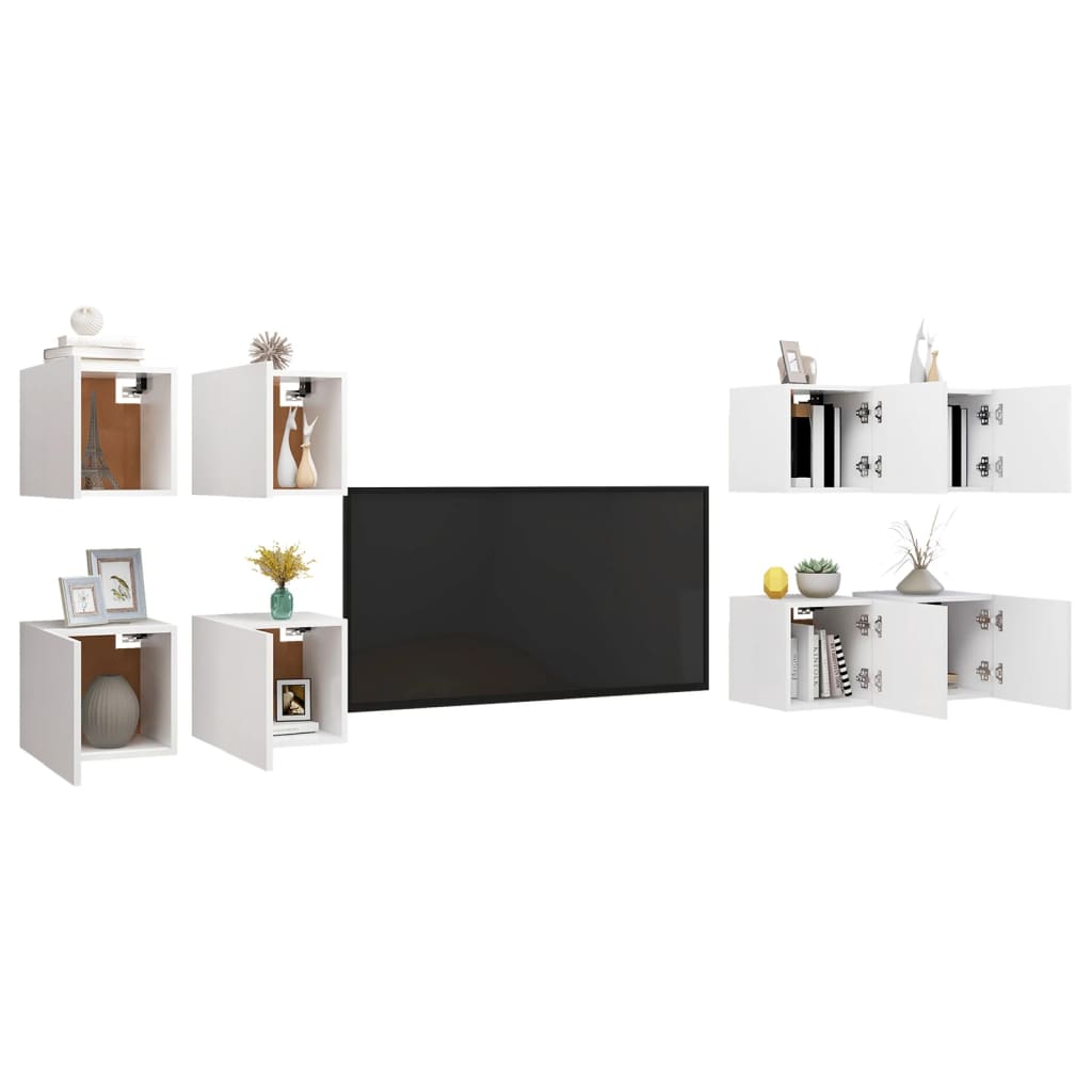 Meubles TV muraux 8 pcs Blanc 30,5x30x30 cm - XIOS