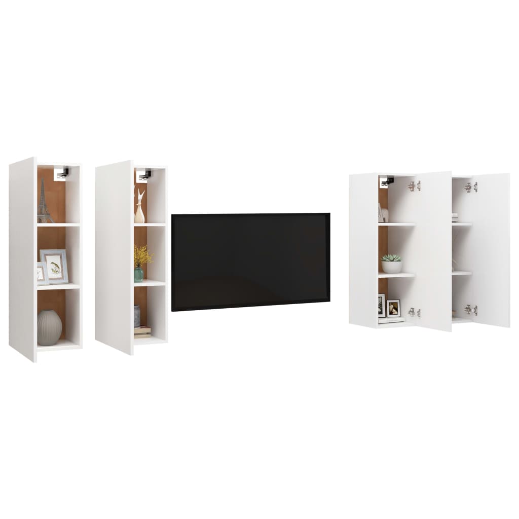 Meubles TV 4 pcs Blanc 30,5x30x90 cm Bois d'ingénierie - XIOS