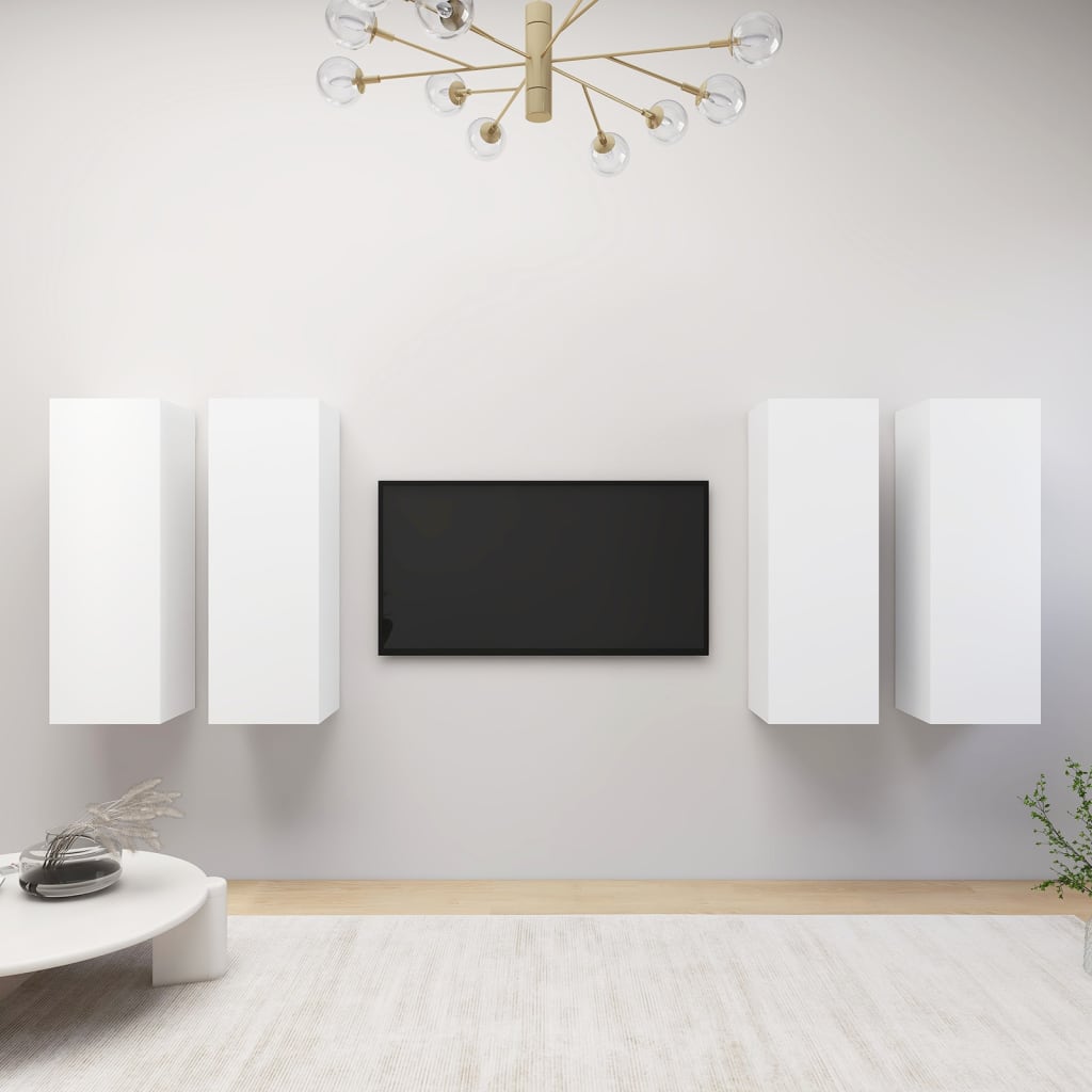 Meubles TV 4 pcs Blanc 30,5x30x90 cm Bois d'ingénierie - XIOS