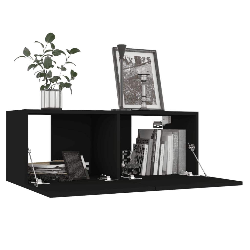 Meubles TV 4 pcs Noir 80x30x30 cm Bois d'ingénierie - XIOS