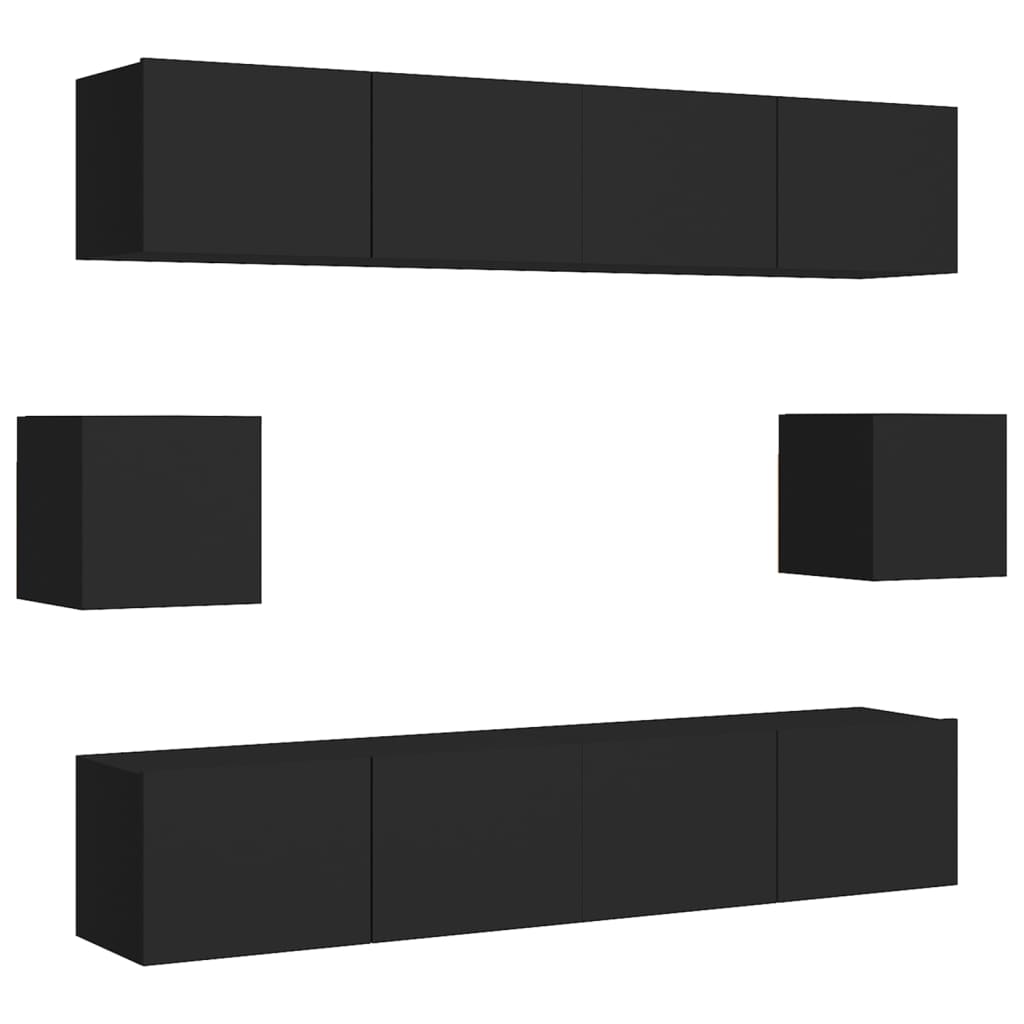 Ensemble de meuble TV 6 pcs Noir Bois d'ingénierie - XIOS