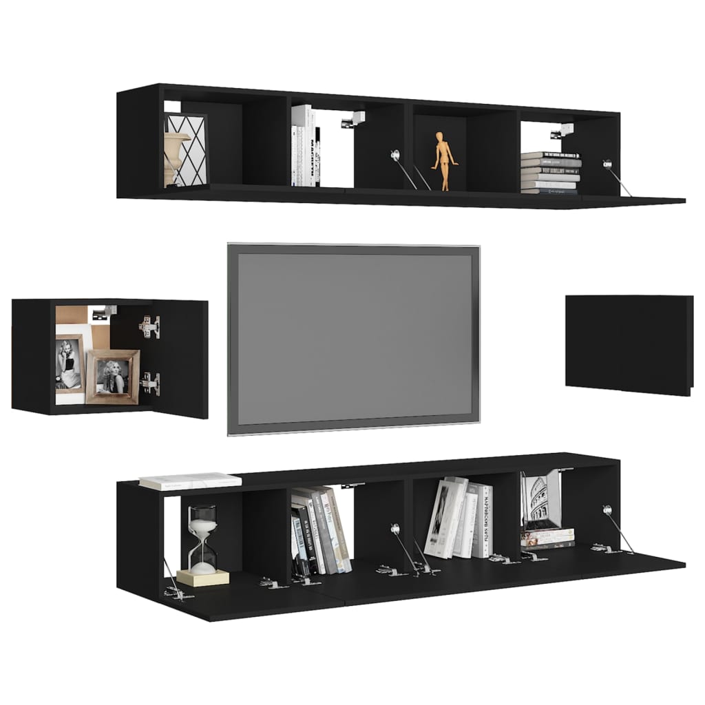 Ensemble de meuble TV 6 pcs Noir Bois d'ingénierie - XIOS