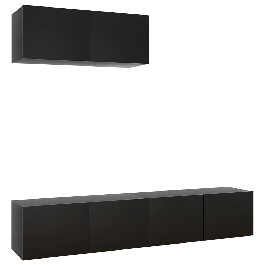 Meubles TV 3 pcs Noir Bois d'ingénierie - XIOS