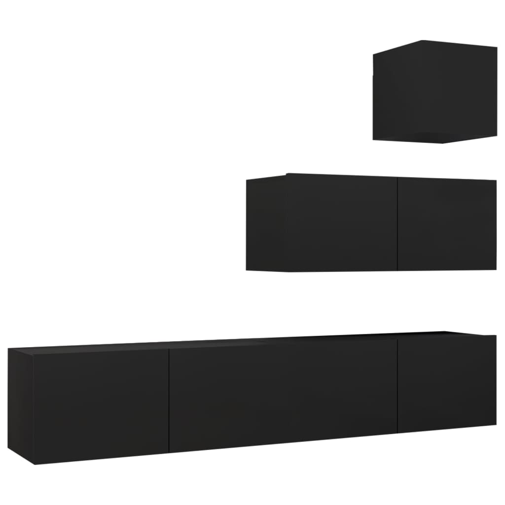 Ensemble de meubles TV 4 pcs Noir Bois d'ingénierie - XIOS