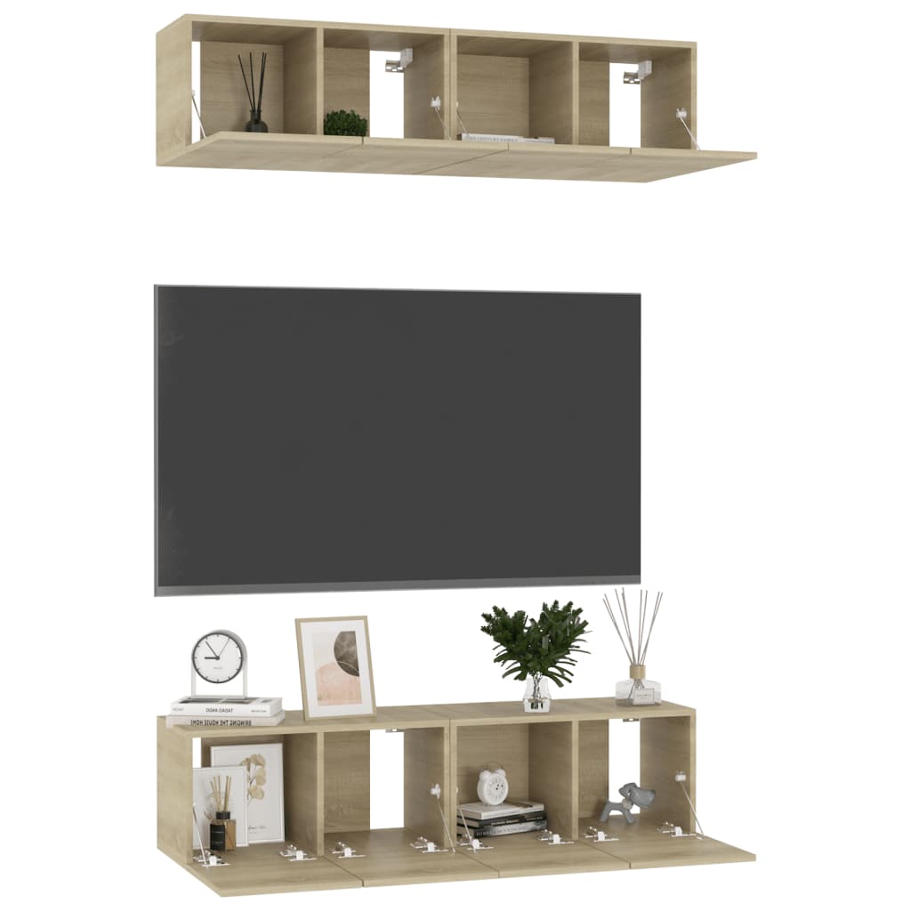 Meubles TV 4 pcs Chêne sonoma 60x30x30 cm Bois d'ingénierie Meubles TV vidaXL   