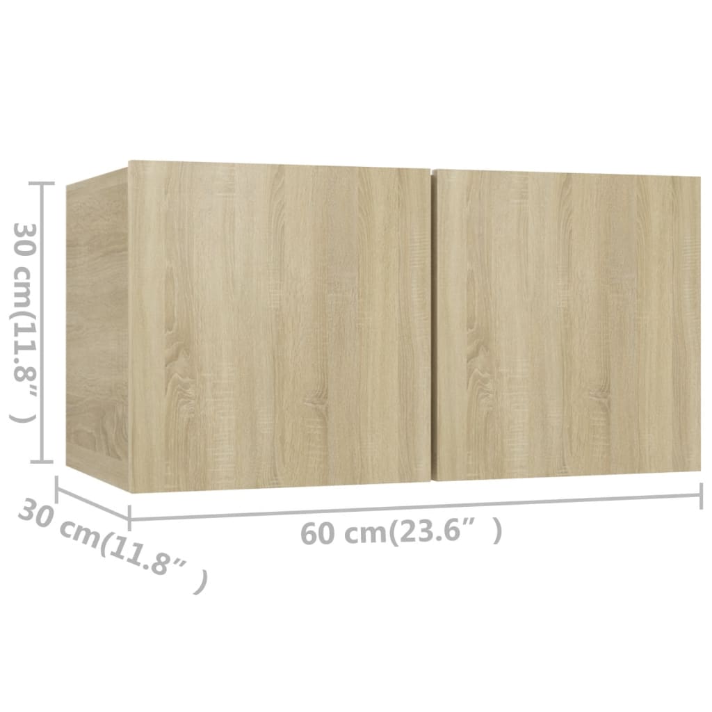 Meubles TV 4 pcs Chêne sonoma 60x30x30 cm Bois d'ingénierie Meubles TV vidaXL   