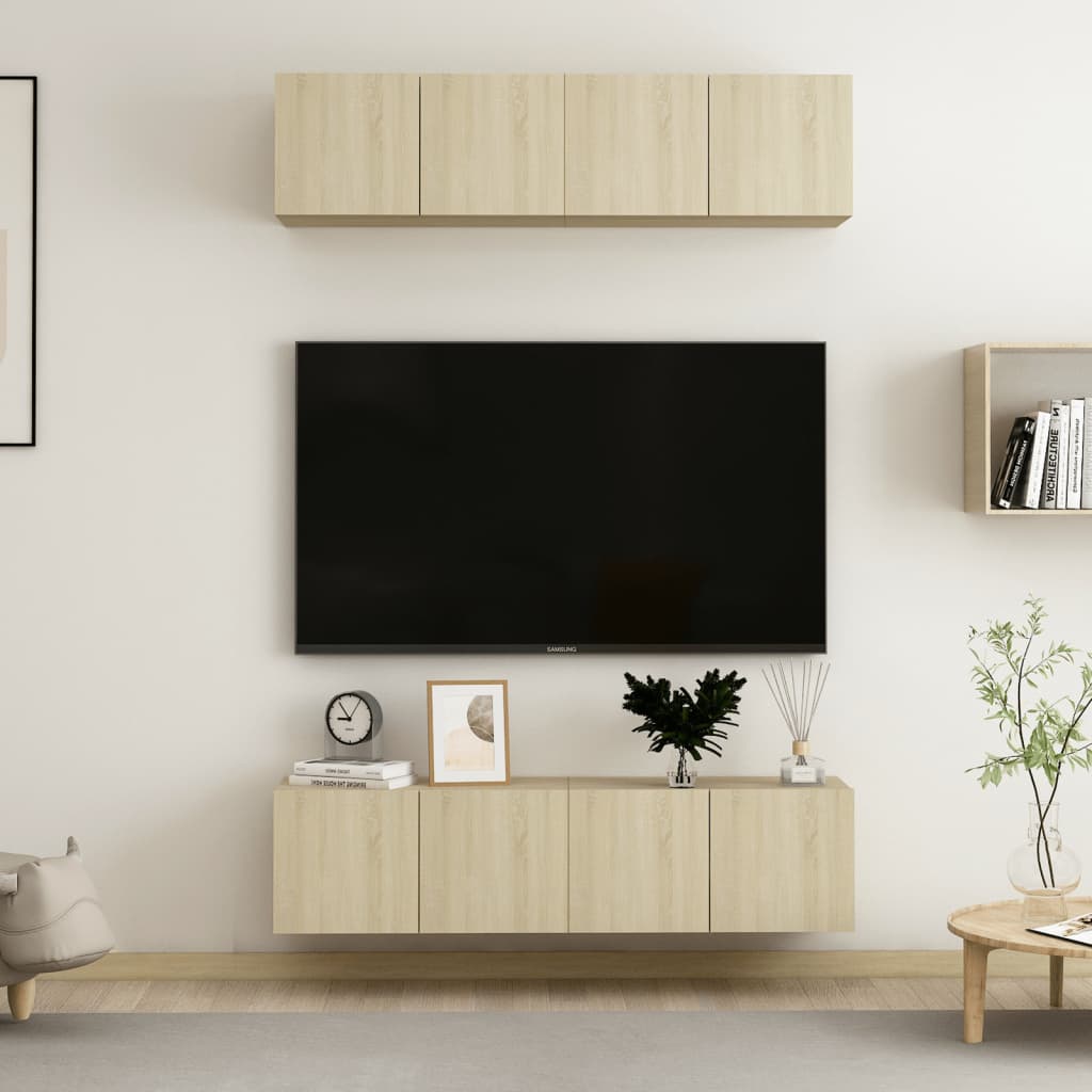 Meubles TV 4 pcs Chêne sonoma 60x30x30 cm Bois d'ingénierie Meubles TV vidaXL   