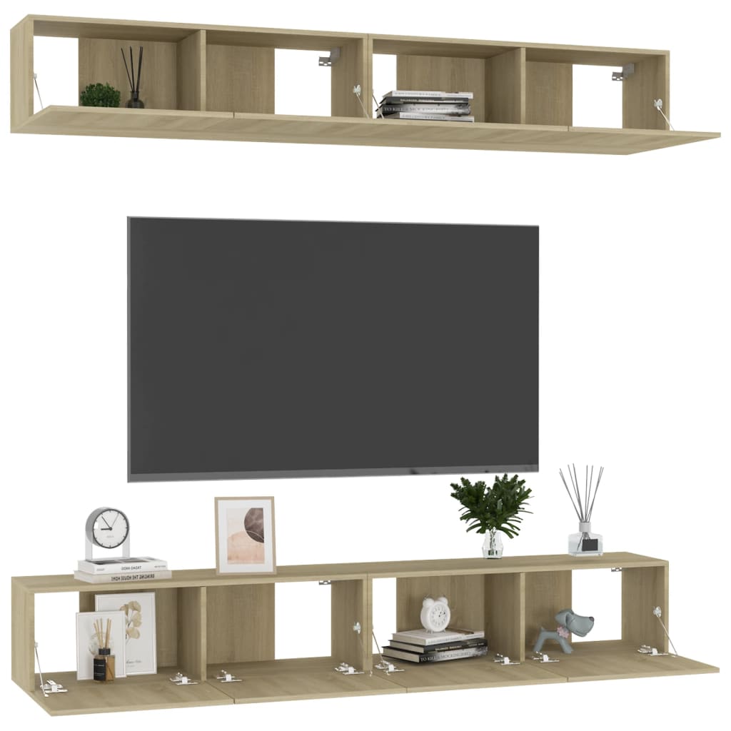 Meubles TV 4 pcs Chêne sonoma 100x30x30 cm Bois d'ingénierie - XIOS