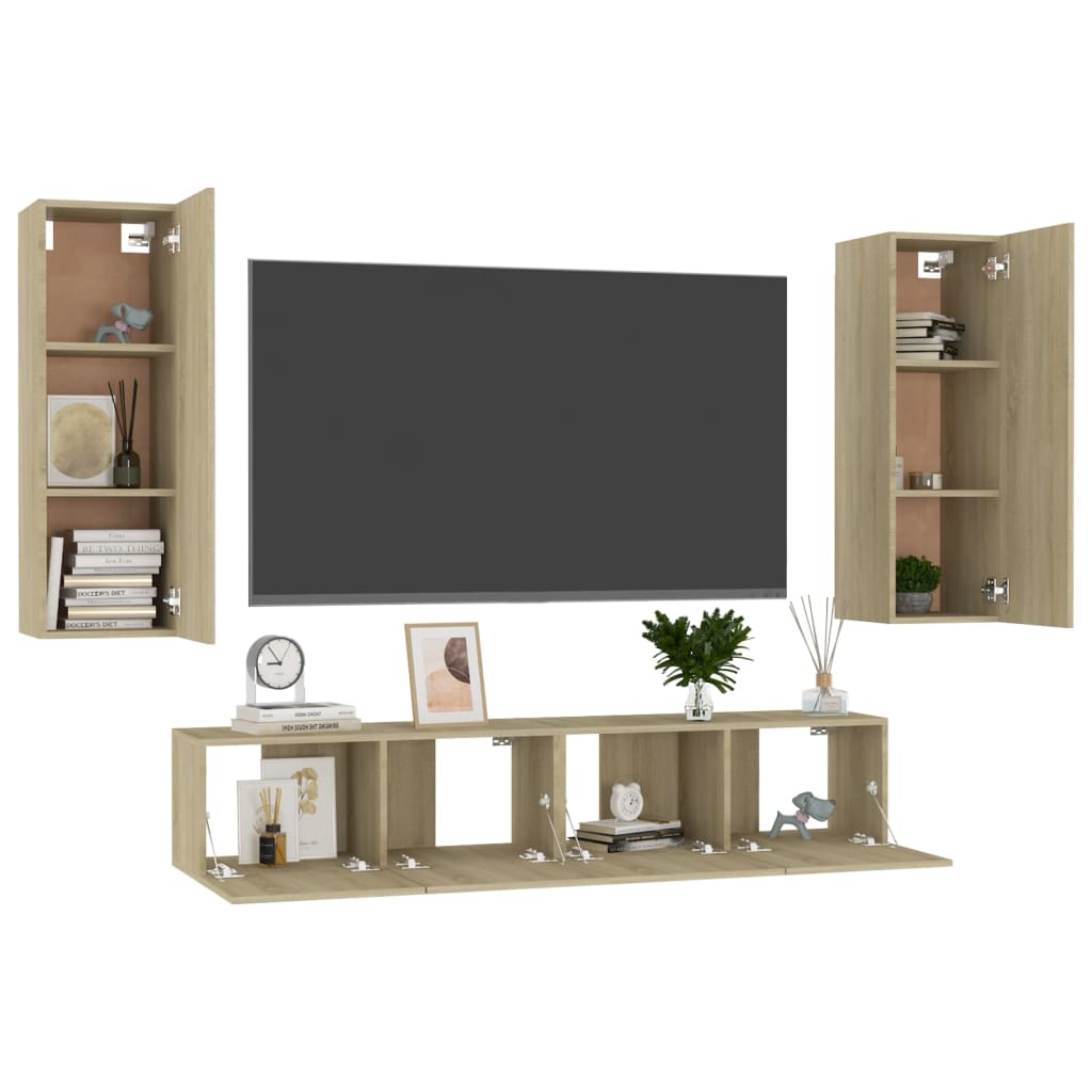 Ensemble de meubles TV 4 pcs Chêne sonoma Bois d'ingénierie - XIOS