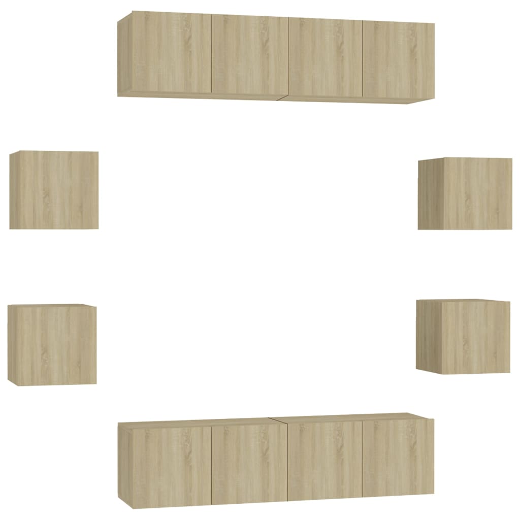 Ensemble de meubles TV 8 pcs Chêne sonoma Bois d'ingénierie - XIOS