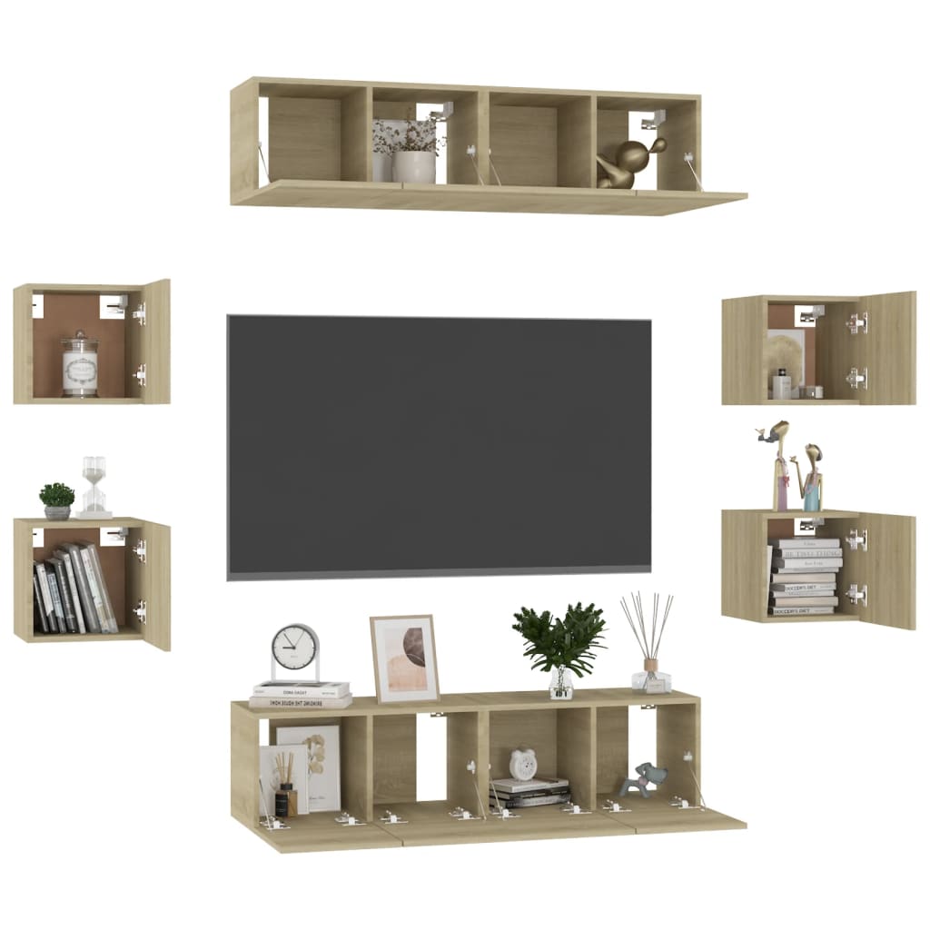Ensemble de meubles TV 8 pcs Chêne sonoma Bois d'ingénierie - XIOS