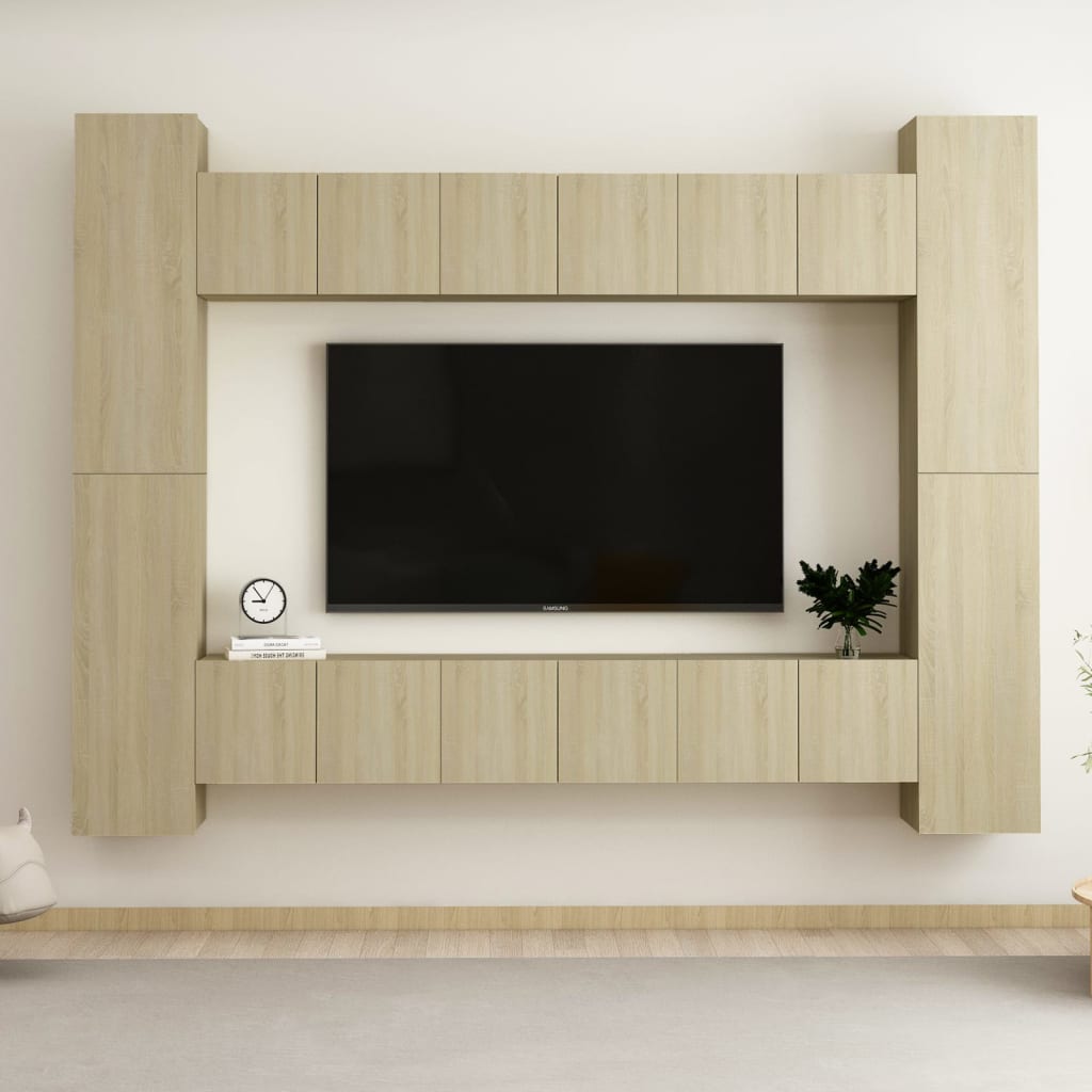 Ensemble de meubles TV 10 pcs Chêne sonoma Bois d'ingénierie Meubles TV vidaXL