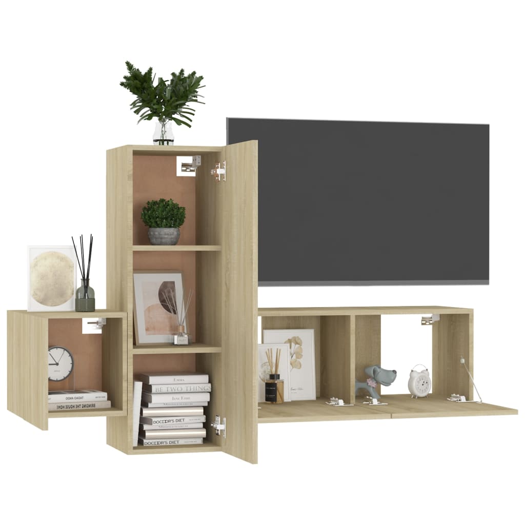 Ensemble de meubles TV 3 pcs Chêne sonoma Bois d'ingénierie - XIOS