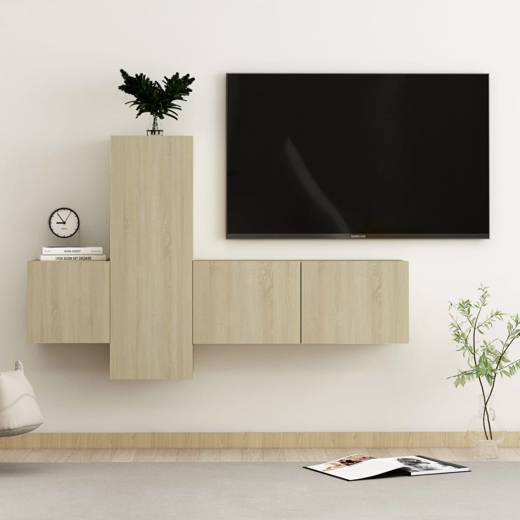 Ensemble de meubles TV 3 pcs Chêne sonoma Bois d'ingénierie - XIOS