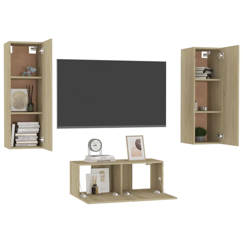 Ensemble de meubles TV 3 pcs Chêne sonoma Bois d'ingénierie - XIOS