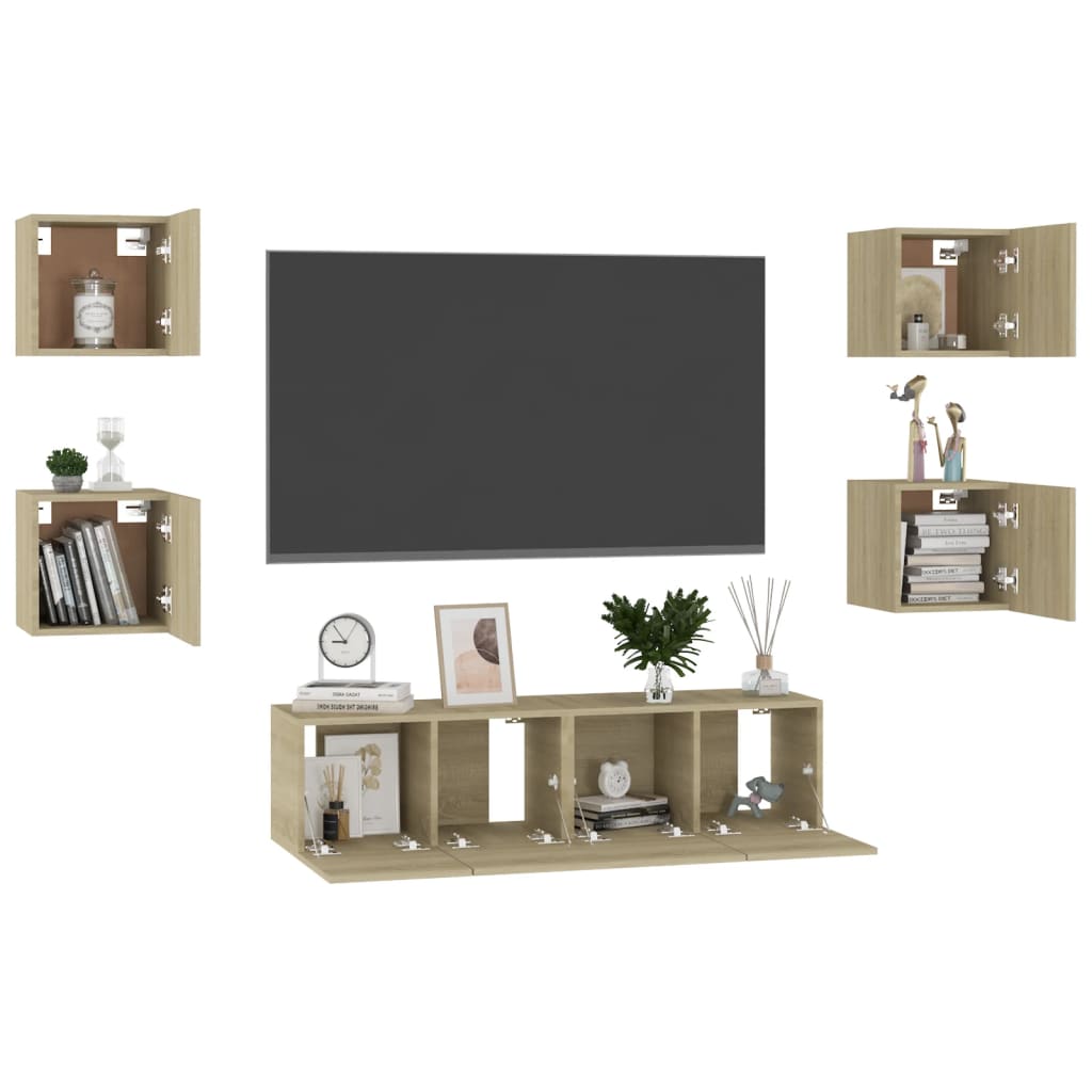 Ensemble de meubles TV 6 pcs Chêne sonoma Bois d'ingénierie - XIOS