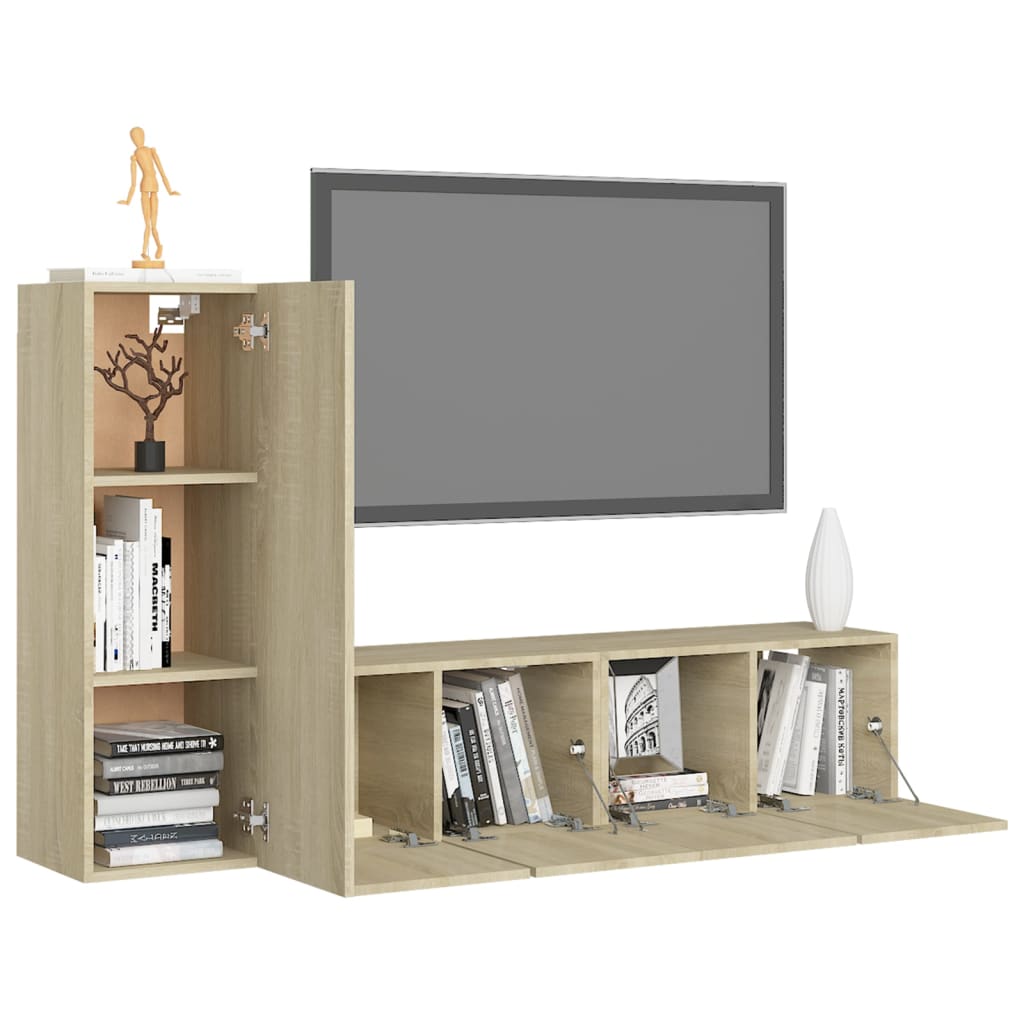 Ensemble de meubles TV 3 pcs Chêne sonoma Bois d'ingénierie - XIOS